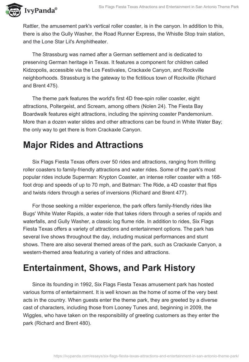 Six Flags Fiesta Texas Attractions and Entertainment in San Antonio Theme Park. Page 2