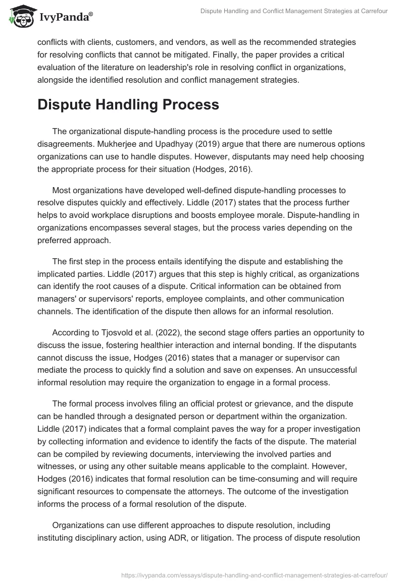 Dispute Handling and Conflict Management Strategies at Carrefour. Page 2