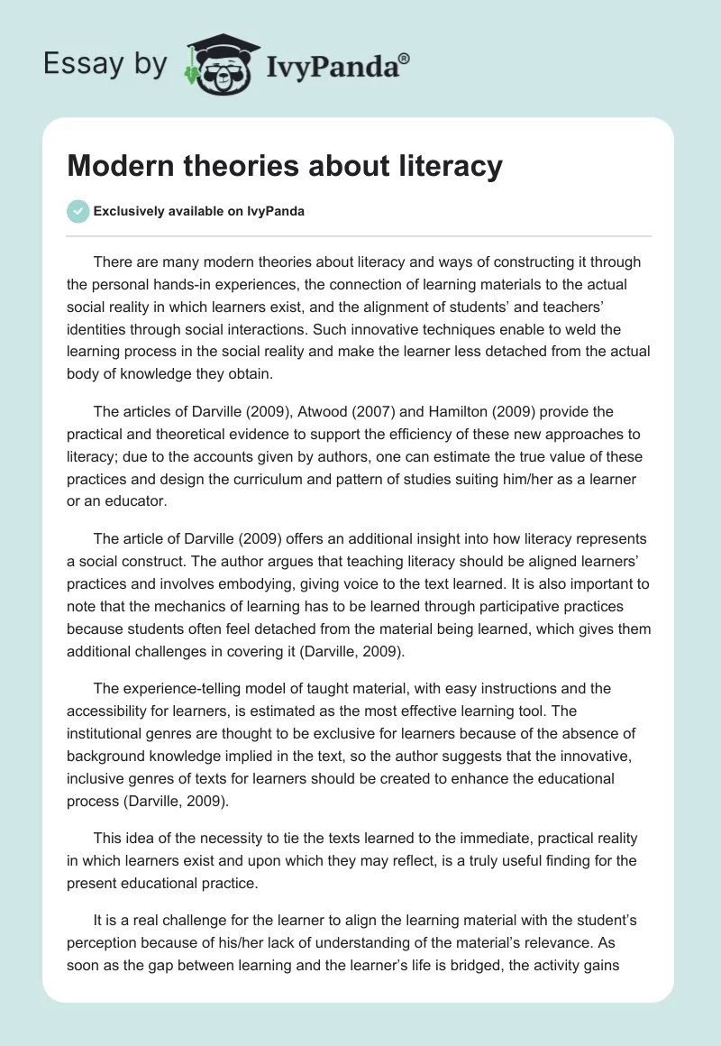 Modern theories about literacy. Page 1