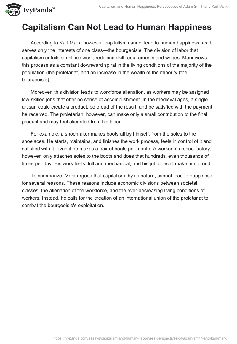 Capitalism and Human Happiness: Perspectives of Adam Smith and Karl Marx. Page 2