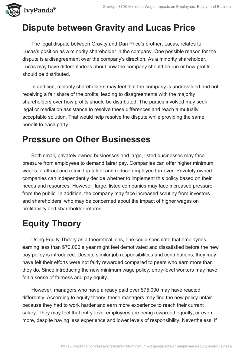 Gravity’s $70K Minimum Wage: Impacts on Employees, Equity, and Business. Page 2