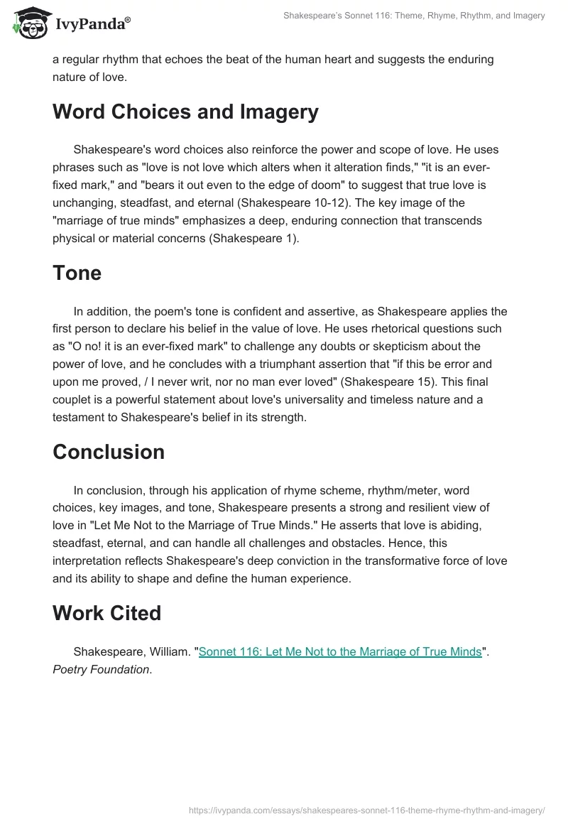 Shakespeare’s Sonnet 116: Theme, Rhyme, Rhythm, and Imagery. Page 2