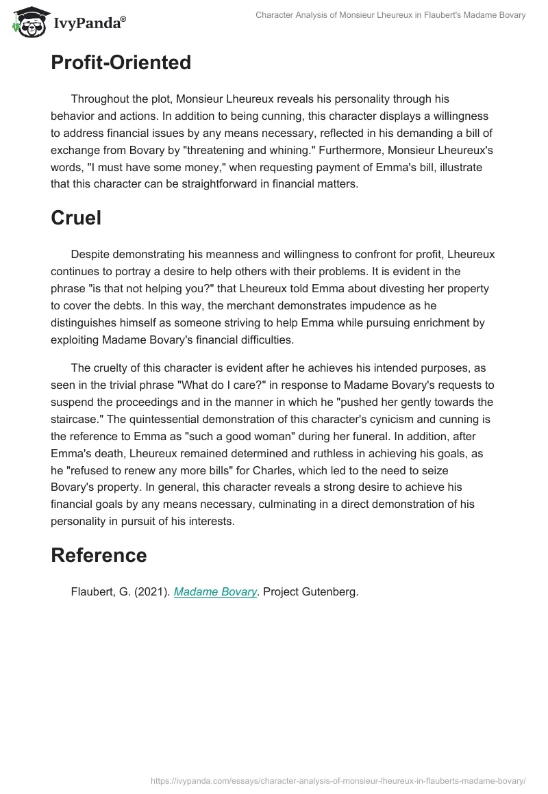 Character Analysis of Monsieur Lheureux in Flaubert's Madame Bovary. Page 2