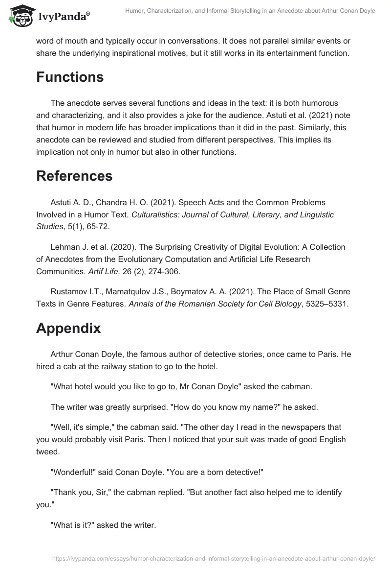 Humor, Characterization, and Informal Storytelling in an Anecdote about Arthur Conan Doyle. Page 2
