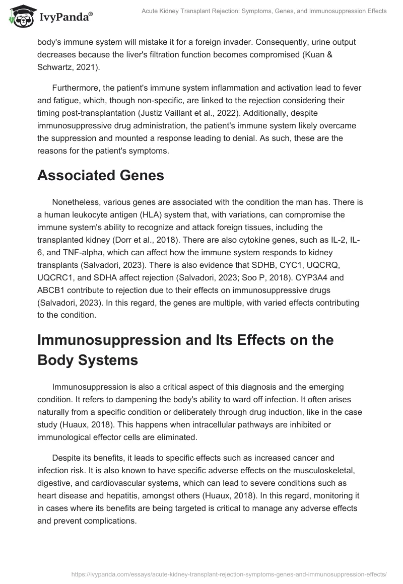 Acute Kidney Transplant Rejection: Symptoms, Genes, and Immunosuppression Effects. Page 2