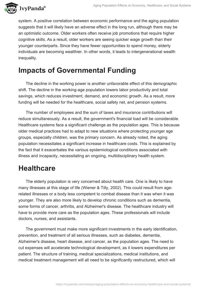 Aging Population Effects on Economy, Healthcare, and Social Systems. Page 2
