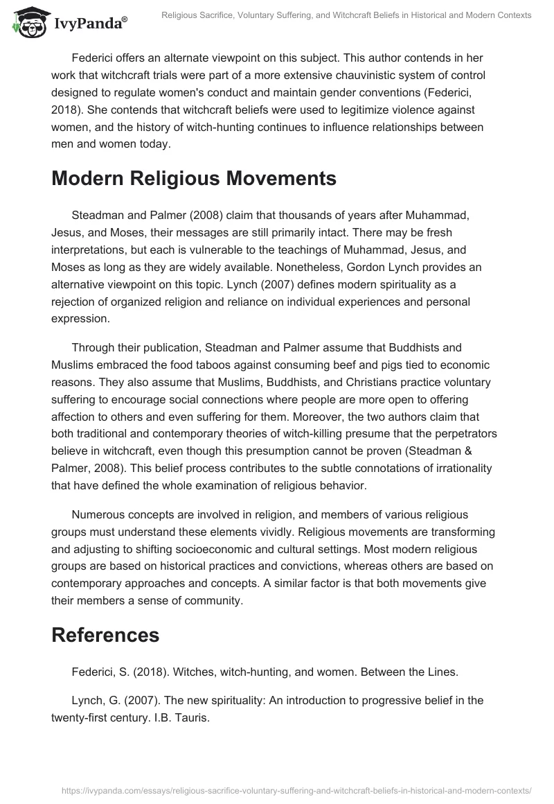 Religious Sacrifice, Voluntary Suffering, and Witchcraft Beliefs in Historical and Modern Contexts. Page 2