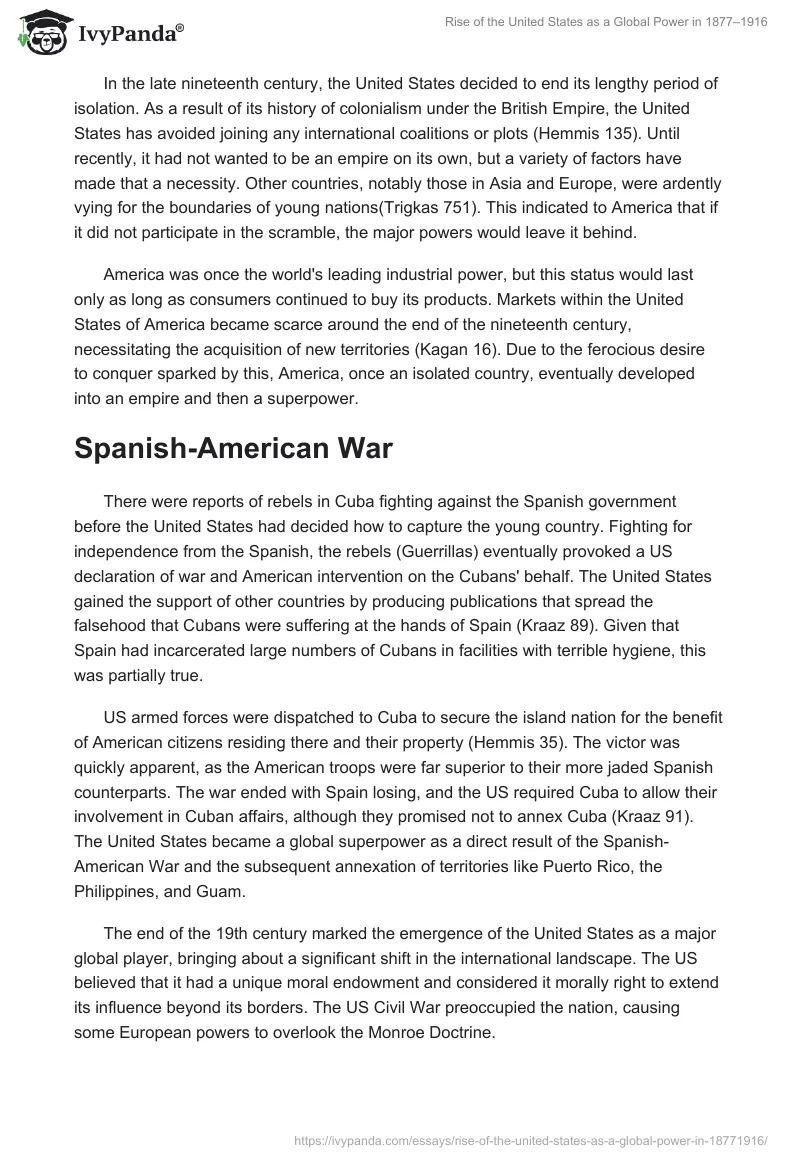 Rise of the United States as a Global Power in 1877–1916. Page 2