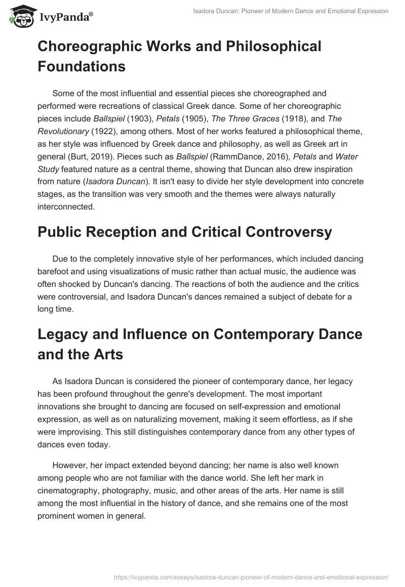 Isadora Duncan: Pioneer of Modern Dance and Emotional Expression. Page 2