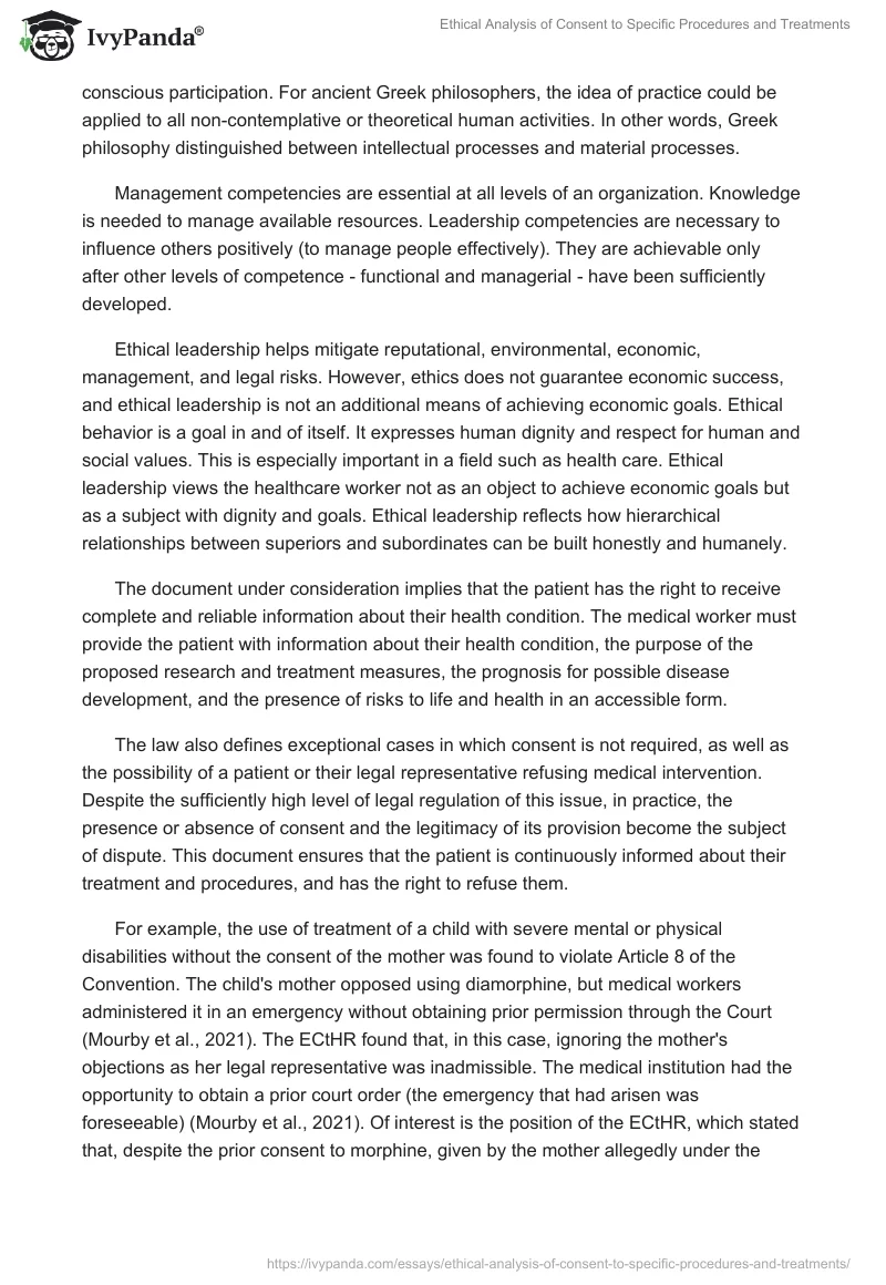 Ethical Analysis of "Consent to Specific Procedures and Treatments". Page 2