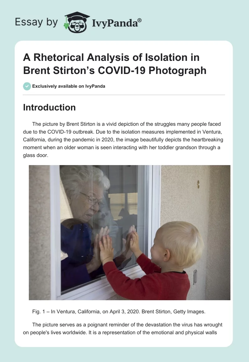 A Rhetorical Analysis of Isolation in Brent Stirton’s COVID-19 Photograph. Page 1