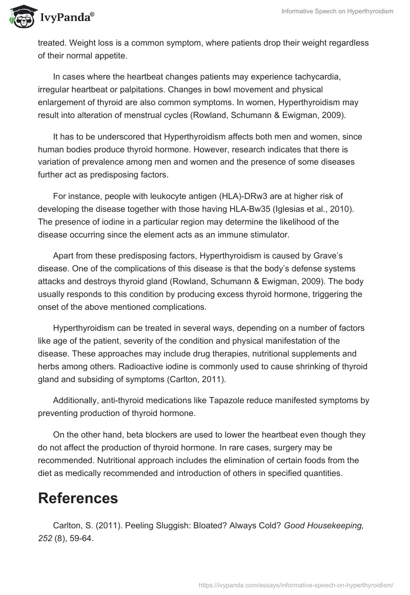 Informative Speech on Hyperthyroidism. Page 2
