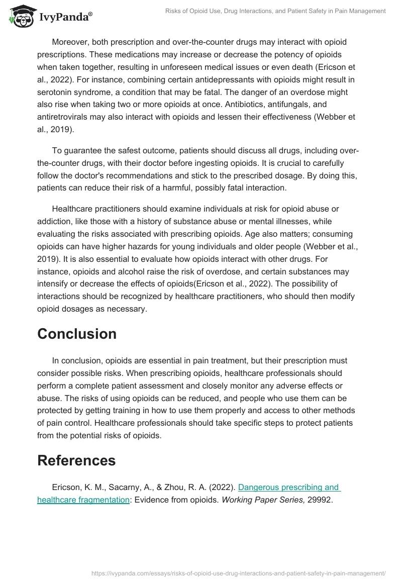 Risks of Opioid Use, Drug Interactions, and Patient Safety in Pain Management. Page 2