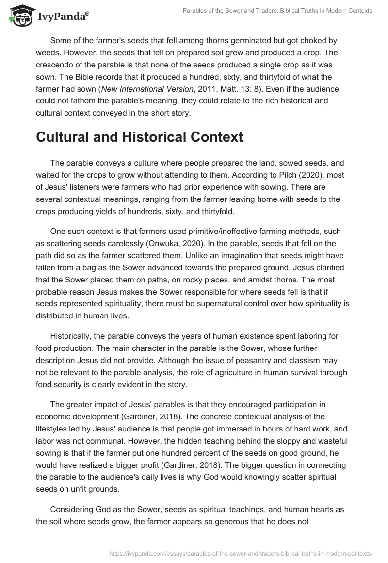 Parables of the Sower and Traders: Biblical Truths in Modern Contexts. Page 2