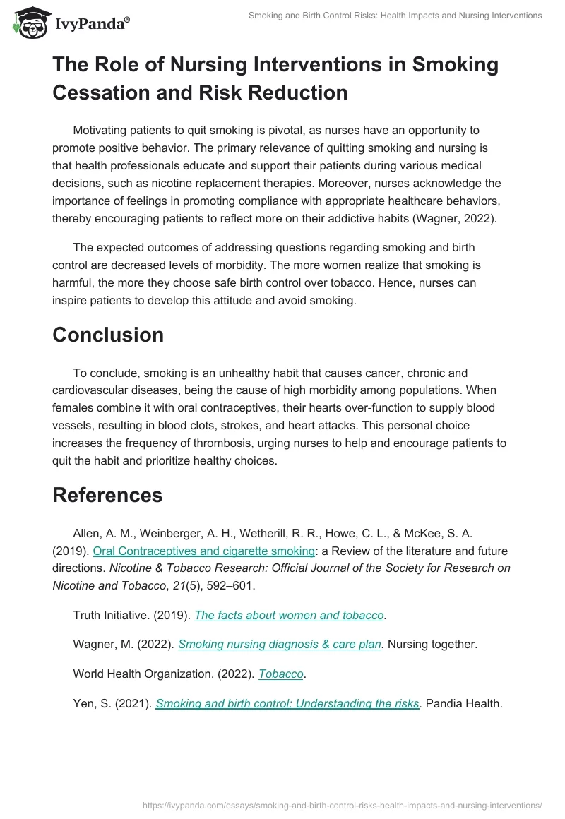 Smoking and Birth Control Risks: Health Impacts and Nursing Interventions. Page 2