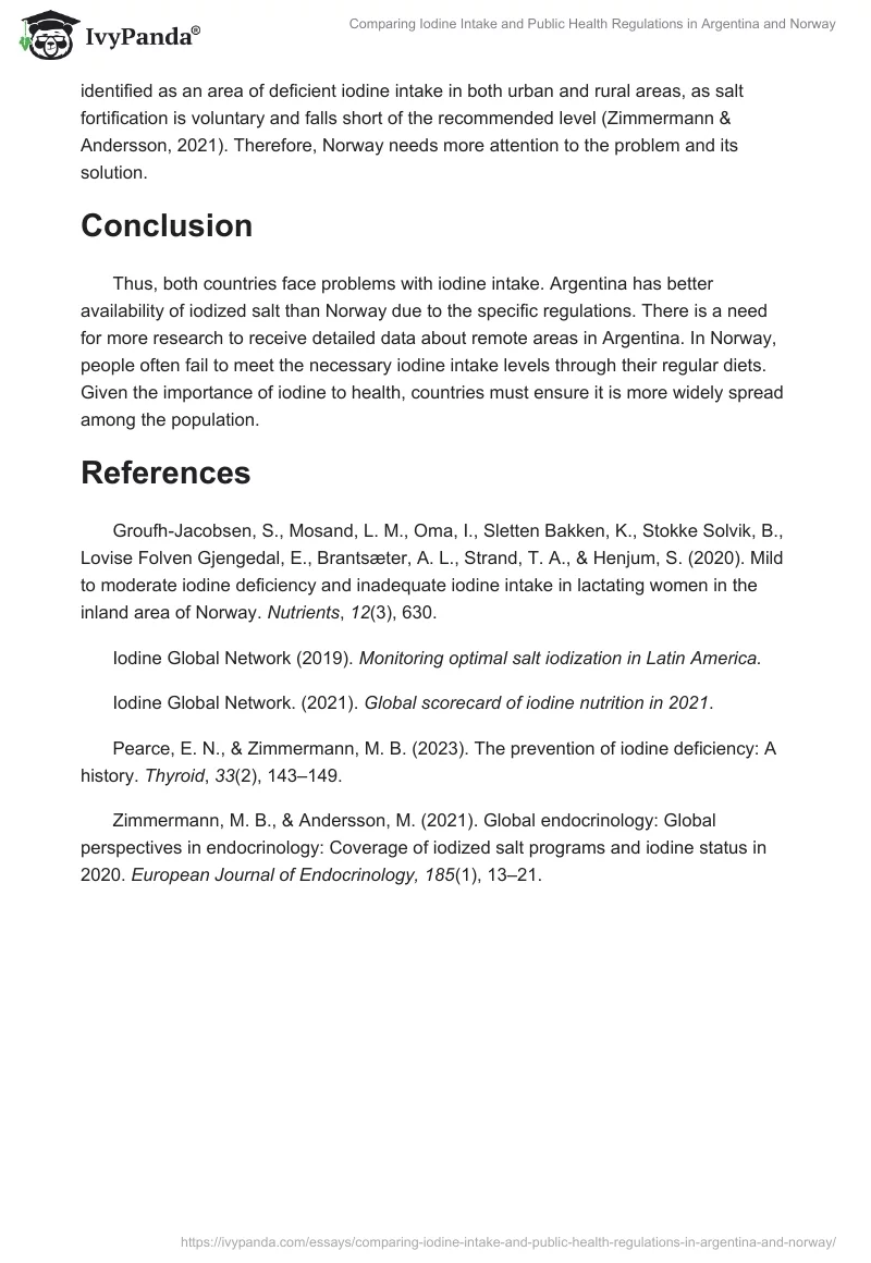 Comparing Iodine Intake and Public Health Regulations in Argentina and Norway. Page 2