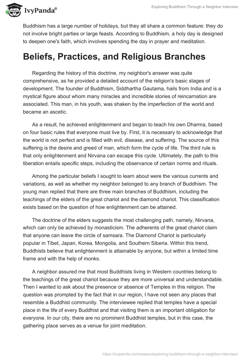 Exploring Buddhism Through a Neighbor Interview. Page 2