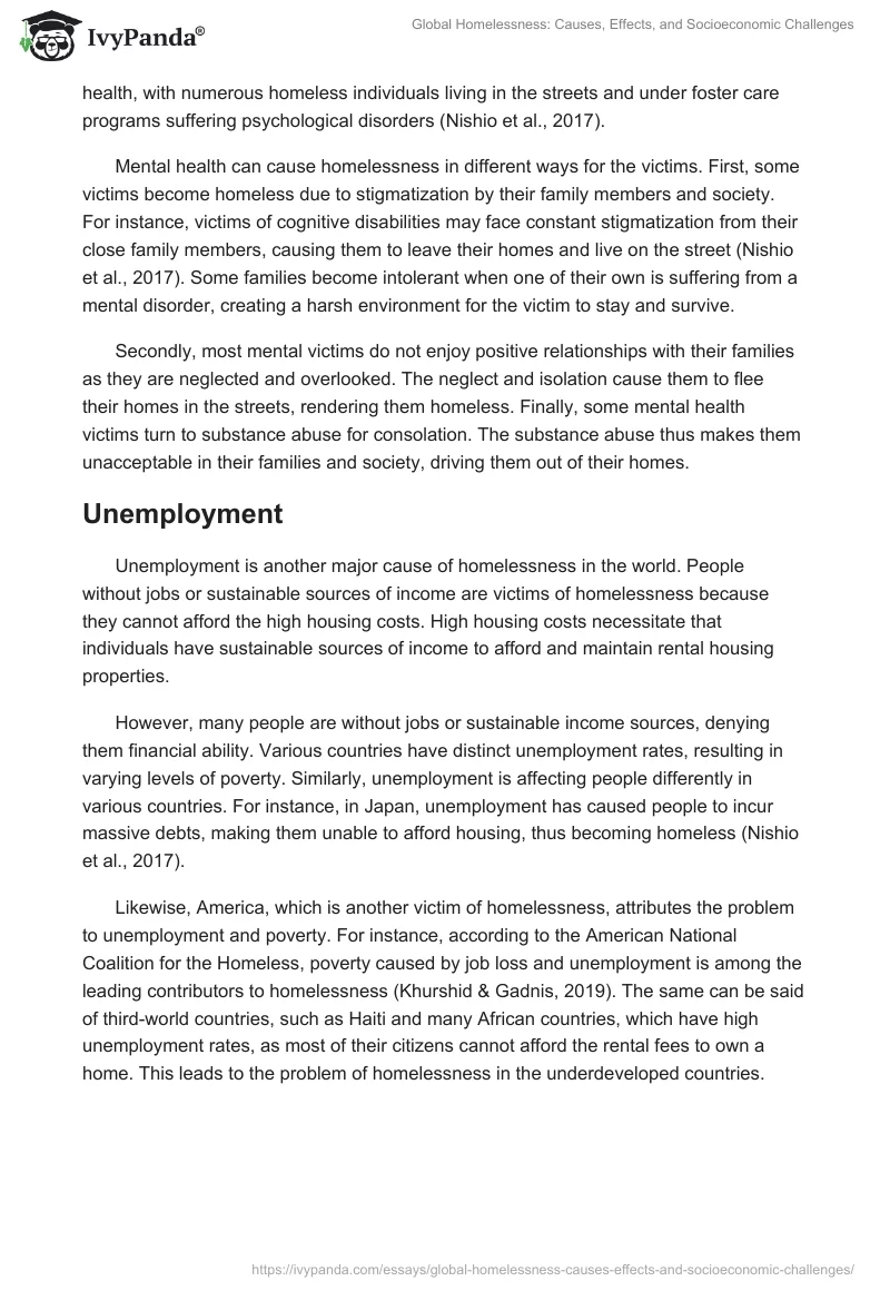 Global Homelessness: Causes, Effects, and Socioeconomic Challenges. Page 2