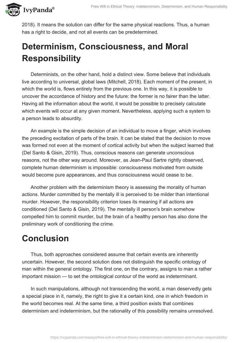 Free Will in Ethical Theory: Indeterminism, Determinism, and Human Responsibility. Page 2