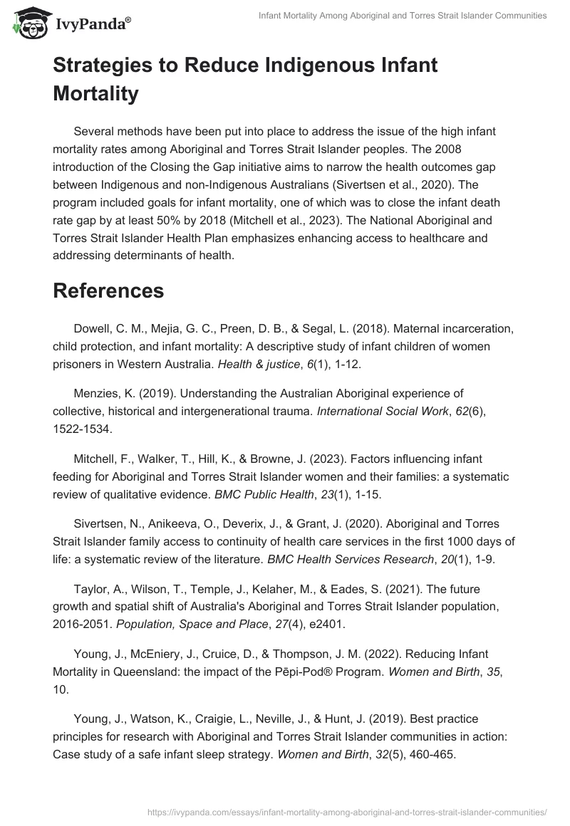 Infant Mortality Among Aboriginal and Torres Strait Islander Communities. Page 2