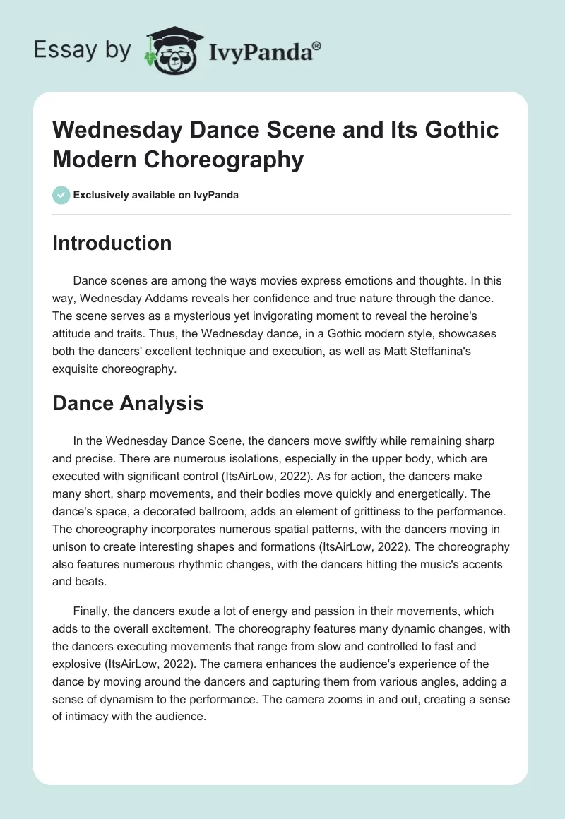 Wednesday Dance Scene and Its Gothic Modern Choreography. Page 1
