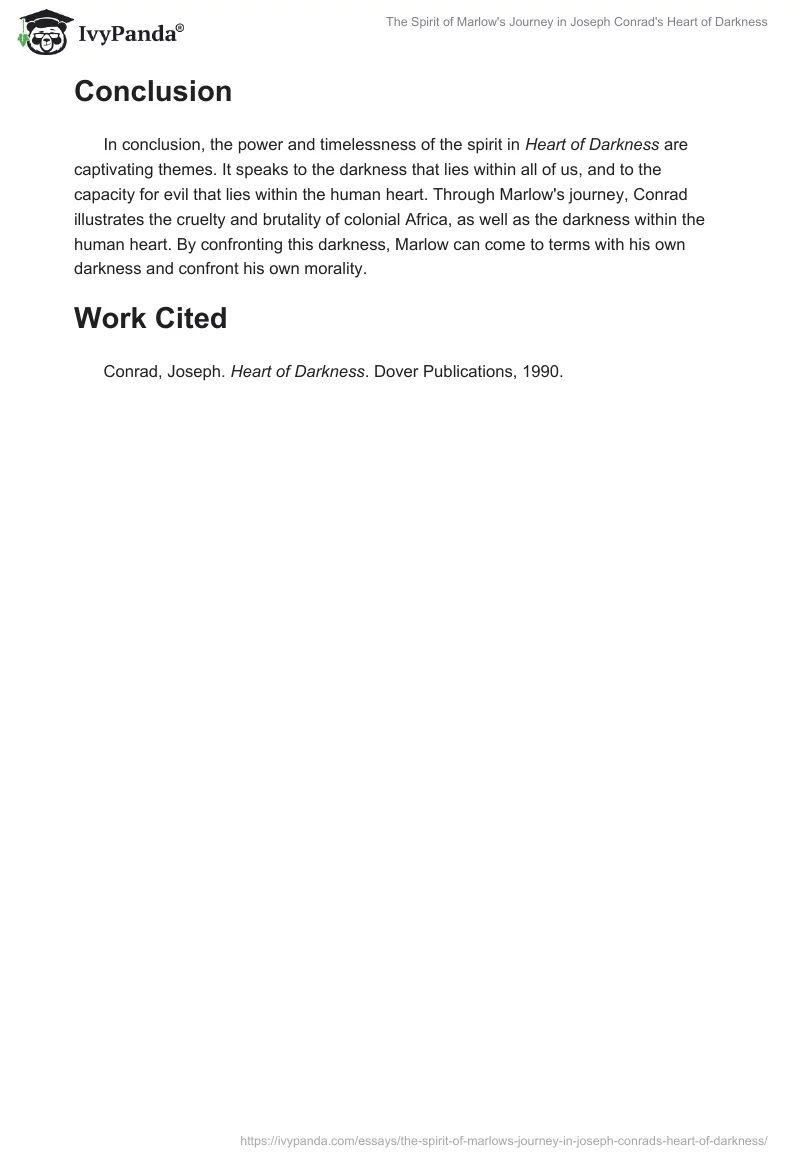 The Spirit of Marlow's Journey in Joseph Conrad's "Heart of Darkness". Page 2