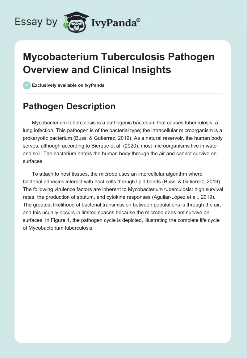 Mycobacterium Tuberculosis Pathogen Overview and Clinical Insights. Page 1