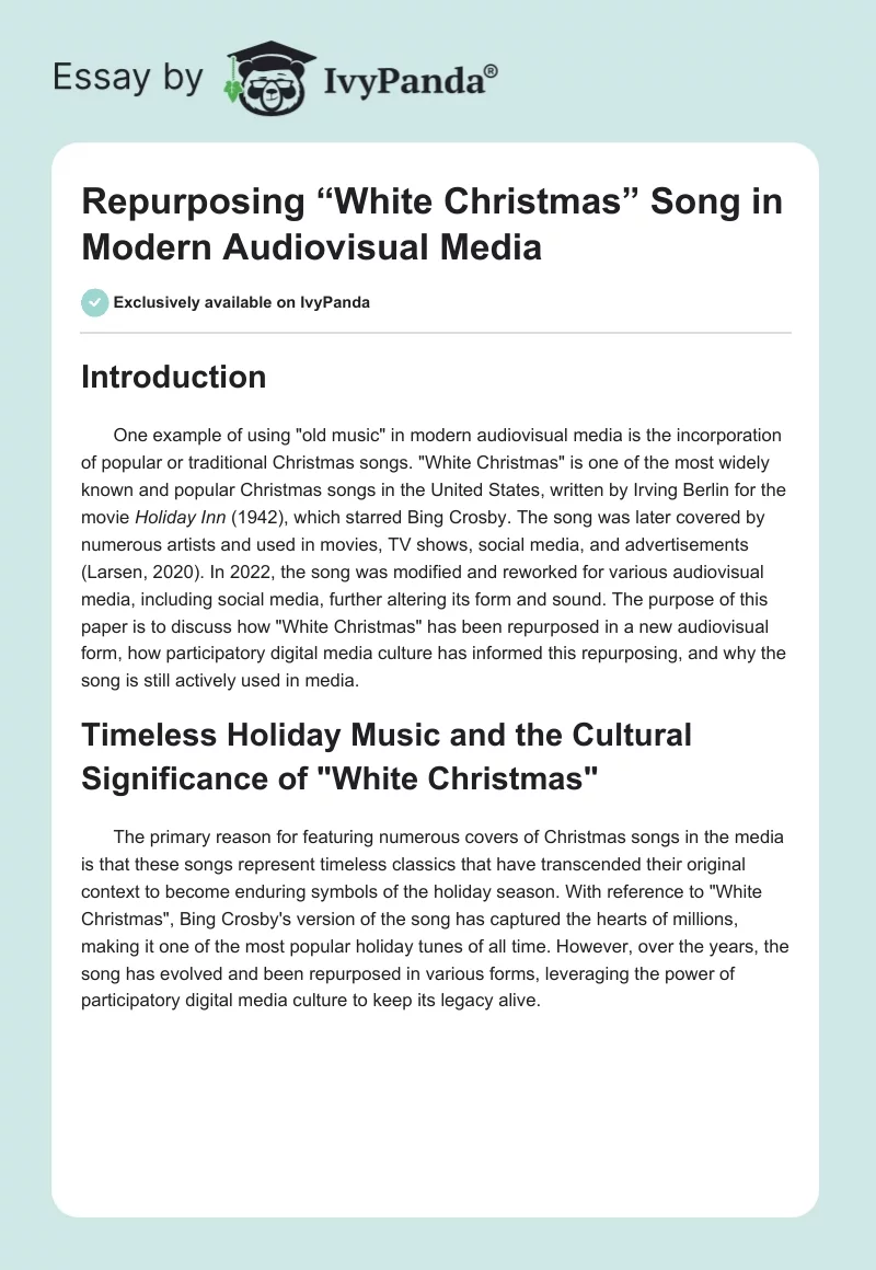 Repurposing “White Christmas” Song in Modern Audiovisual Media. Page 1