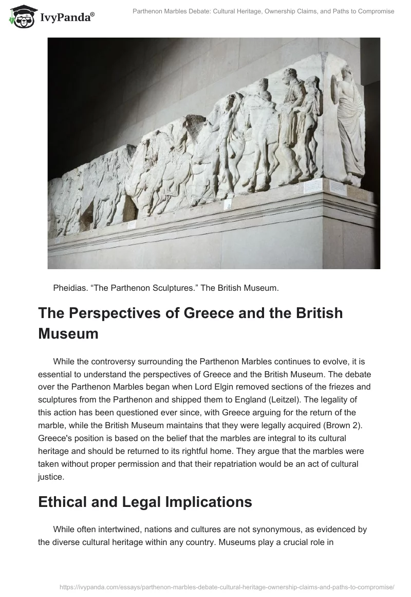 Parthenon Marbles Debate: Cultural Heritage, Ownership Claims, and Paths to Compromise. Page 2