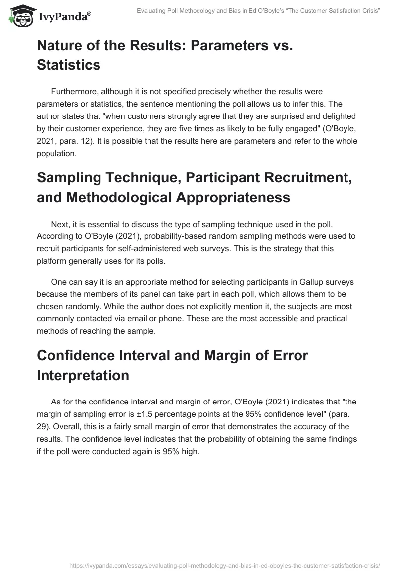 Evaluating Poll Methodology and Bias in Ed O’Boyle’s “The Customer Satisfaction Crisis”. Page 2