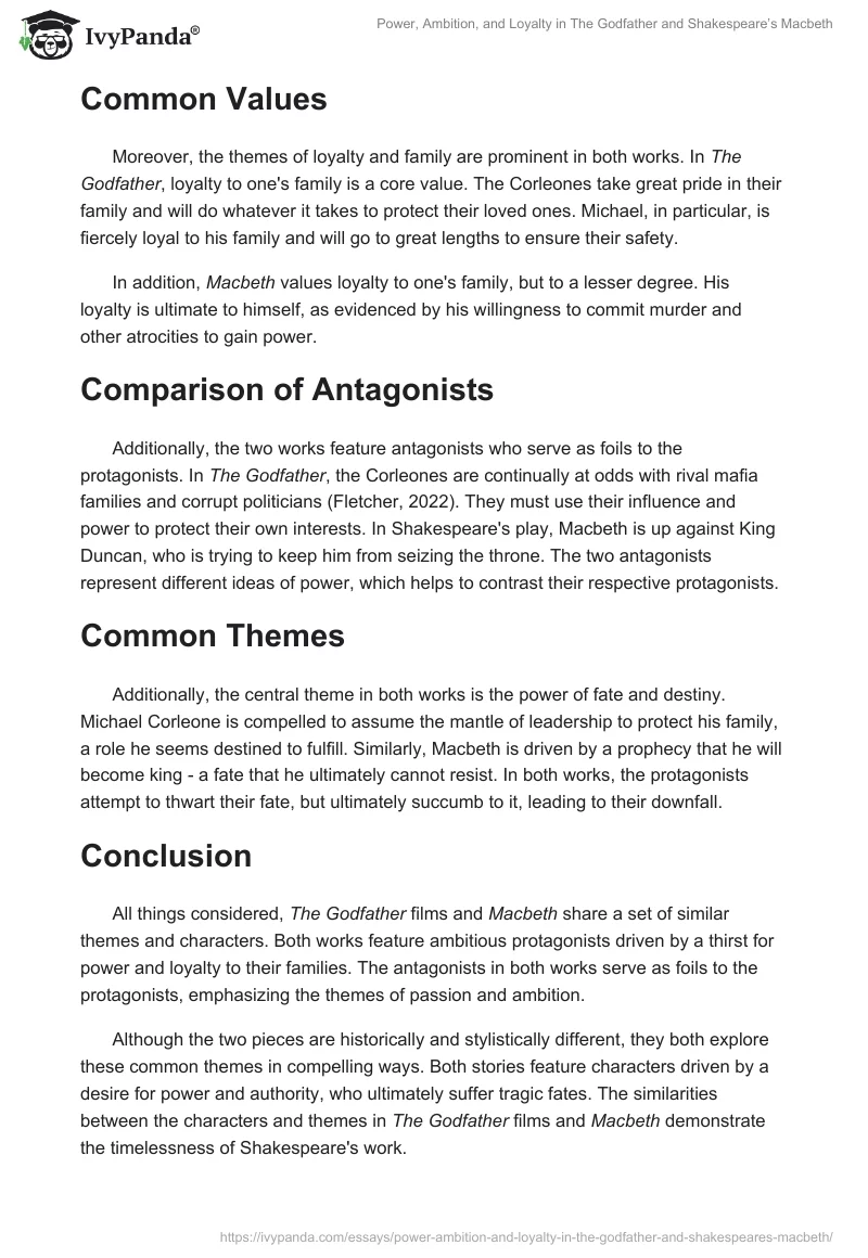 Power, Ambition, and Loyalty in The Godfather and Shakespeare’s Macbeth. Page 2