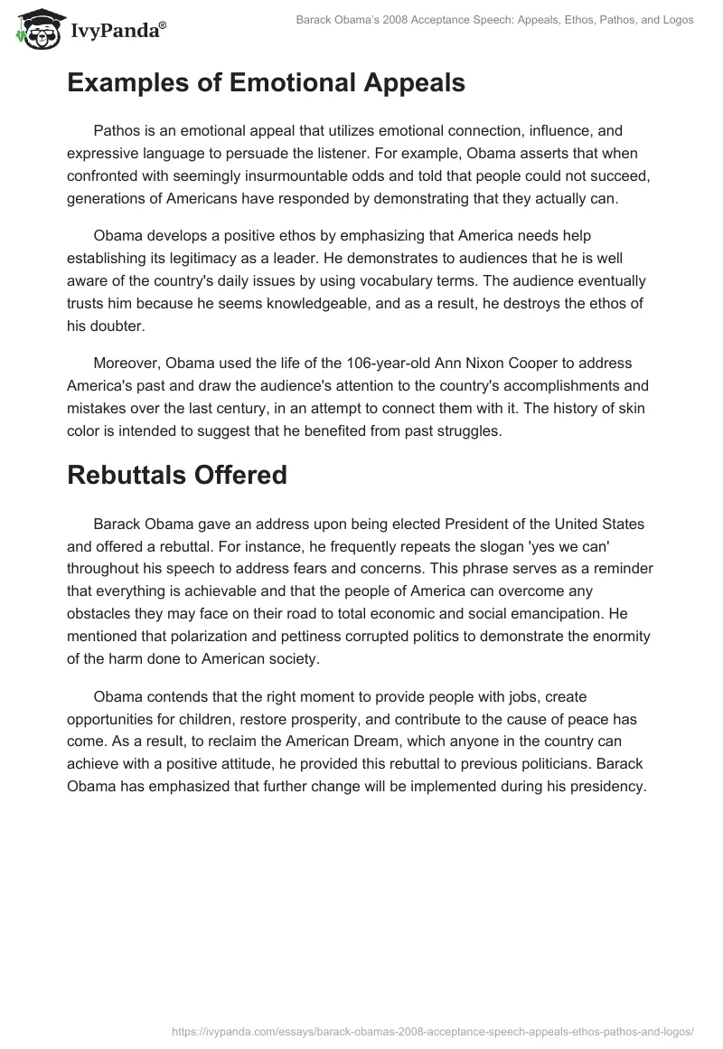 Barack Obama’s 2008 Acceptance Speech: Appeals, Ethos, Pathos, and Logos. Page 2