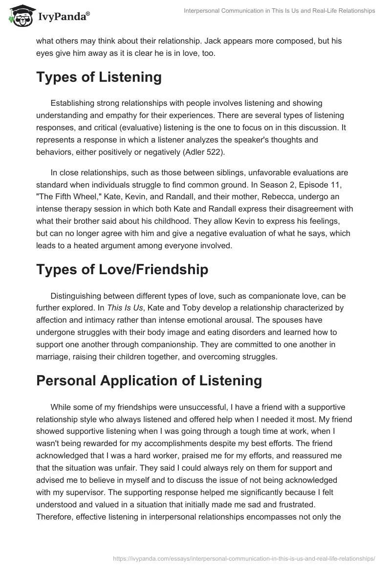 Interpersonal Communication in This Is Us and Real-Life Relationships. Page 2