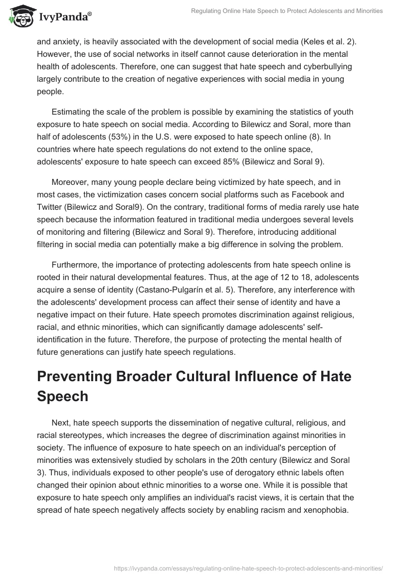 Regulating Online Hate Speech to Protect Adolescents and Minorities. Page 2