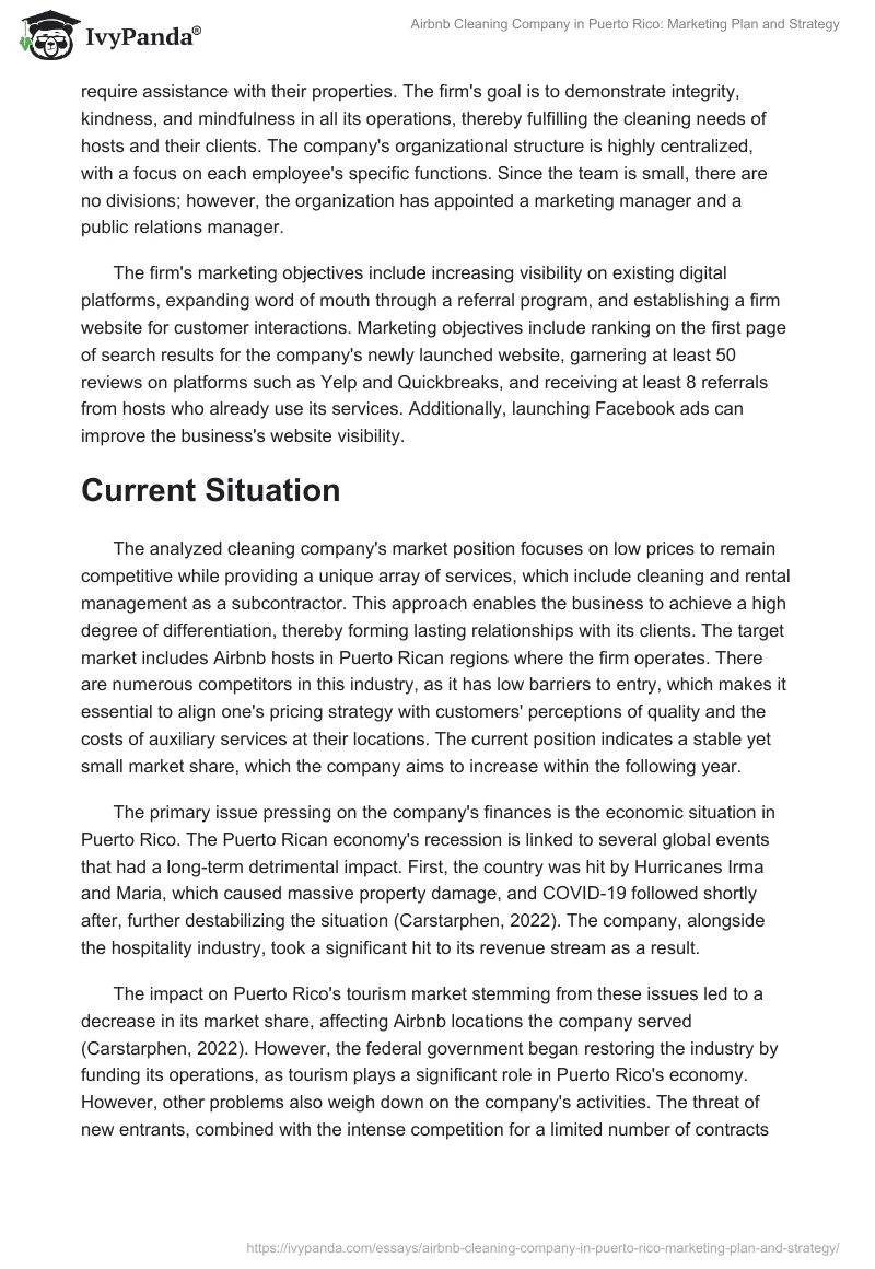Airbnb Cleaning Company in Puerto Rico: Marketing Plan and Strategy. Page 2