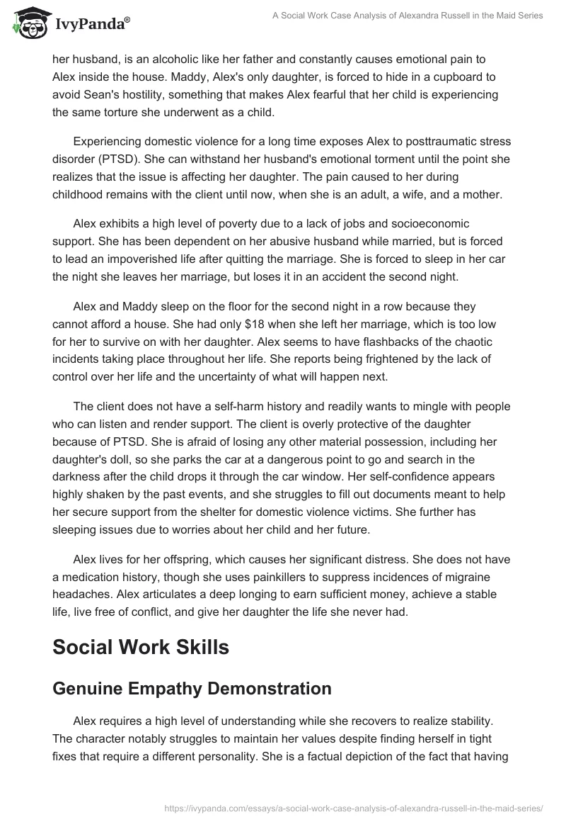 A Social Work Case Analysis of Alexandra Russell in the Maid Series. Page 2