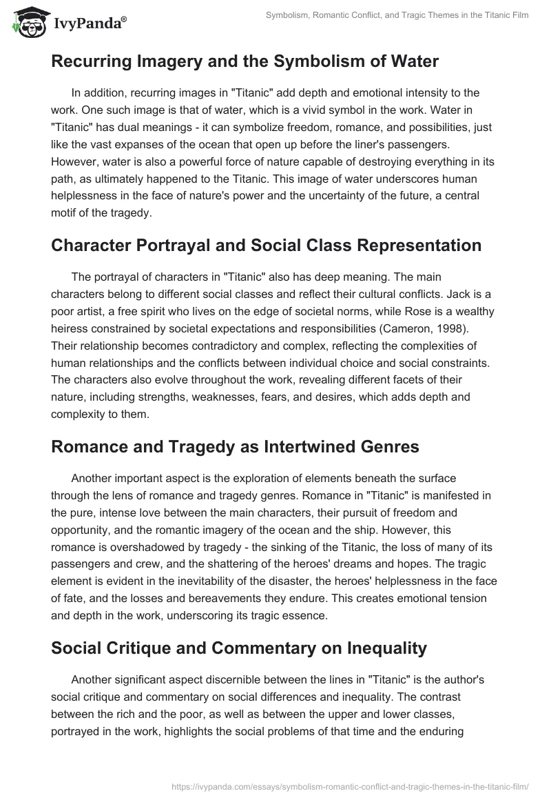 Symbolism, Romantic Conflict, and Tragic Themes in the Titanic Film. Page 2