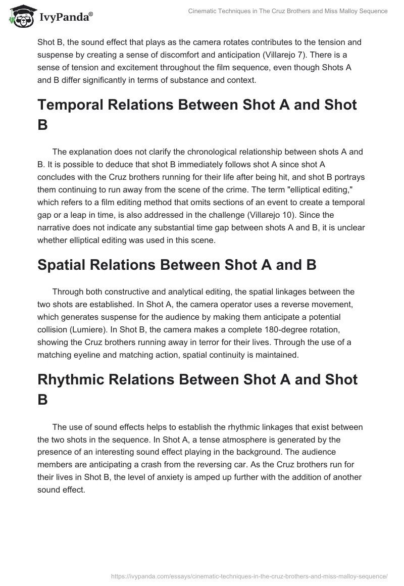 Cinematic Techniques in The Cruz Brothers and Miss Malloy Sequence. Page 2