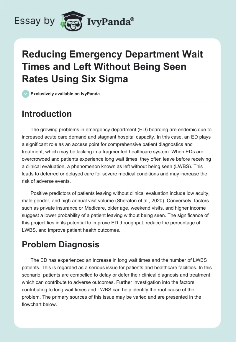Reducing Emergency Department Wait Times and Left Without Being Seen Rates Using Six Sigma. Page 1