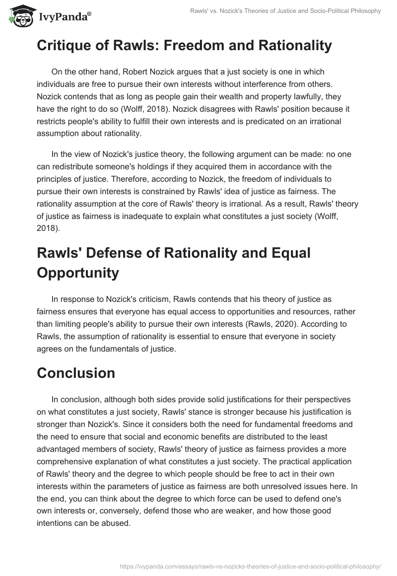 Rawls' vs. Nozick's Theories of Justice and Socio-Political Philosophy. Page 2