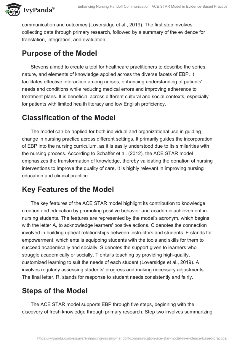 Enhancing Nursing Handoff Communication: ACE STAR Model in Evidence-Based Practice. Page 2