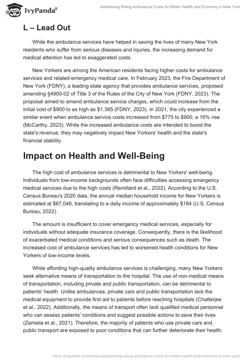 Addressing Rising Ambulance Costs for Better Health and Economy in New York. Page 2