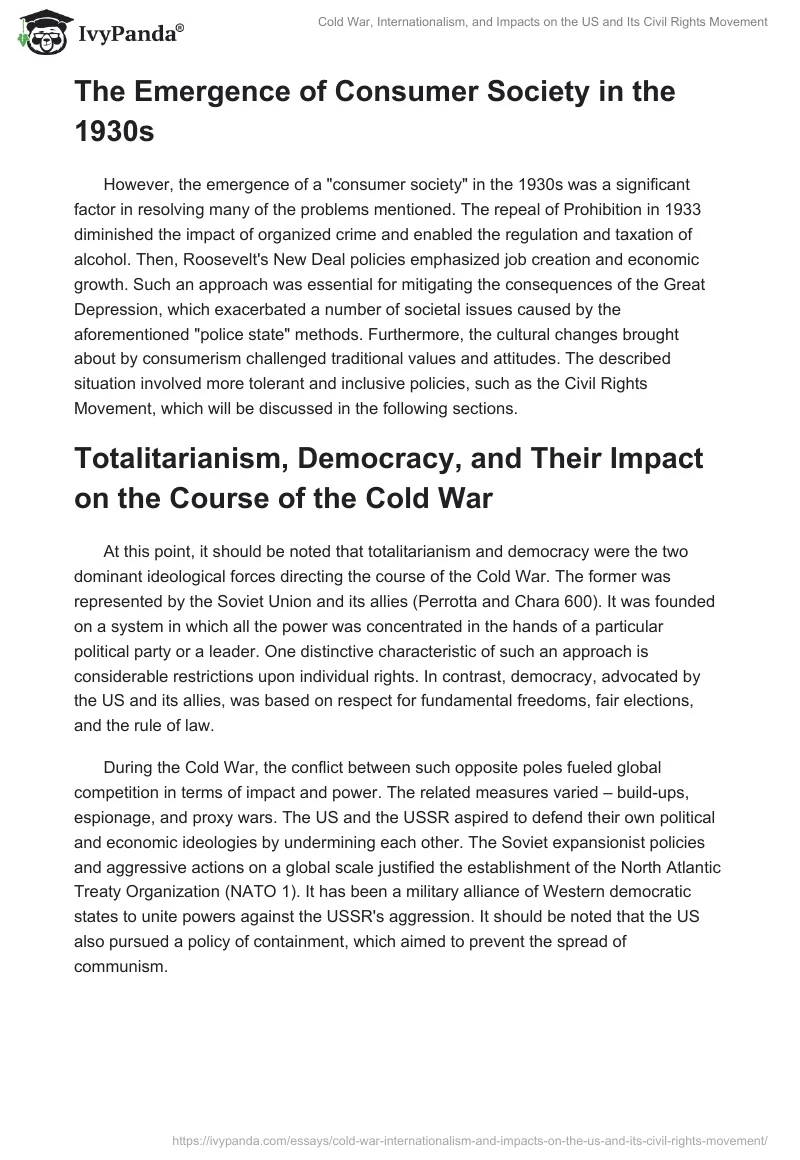 Cold War, Internationalism, and Impacts on the US and Its Civil Rights Movement. Page 2
