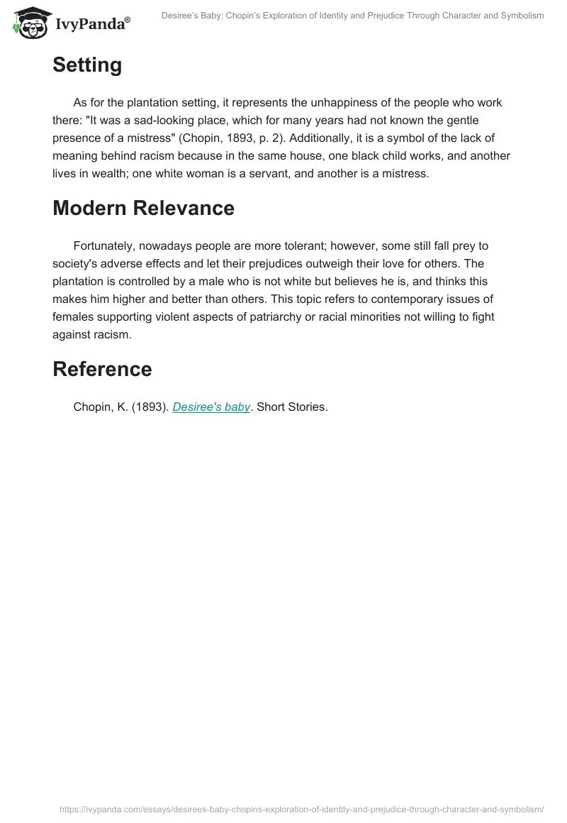 Desiree’s Baby: Chopin’s Exploration of Identity and Prejudice Through Character and Symbolism. Page 2