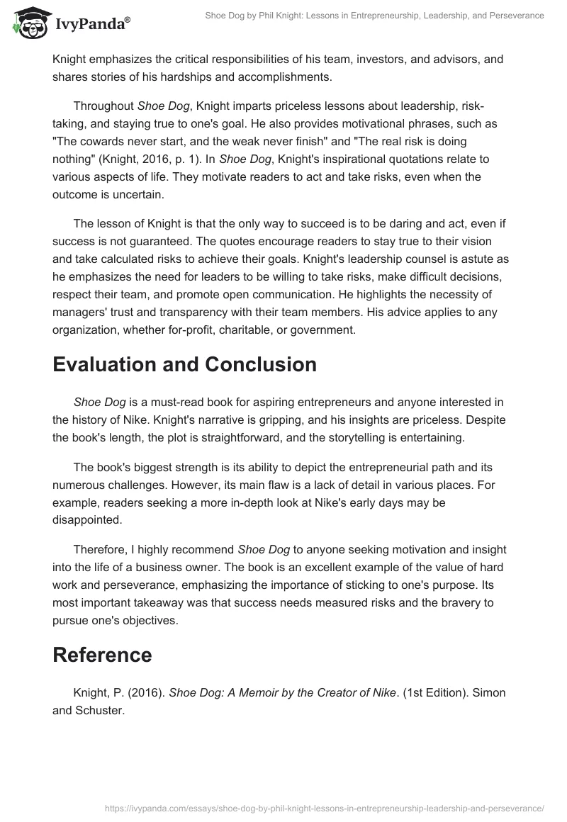 Shoe Dog by Phil Knight: Lessons in Entrepreneurship, Leadership, and Perseverance. Page 2