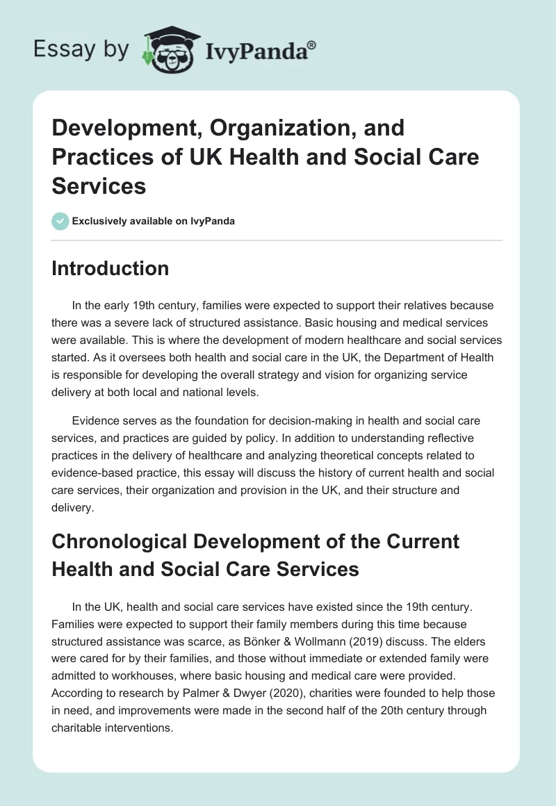 Development, Organization, and Practices of UK Health and Social Care Services. Page 1