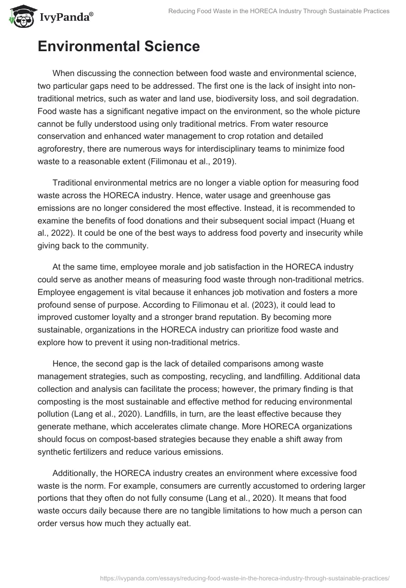 Reducing Food Waste in the HORECA Industry Through Sustainable Practices. Page 2