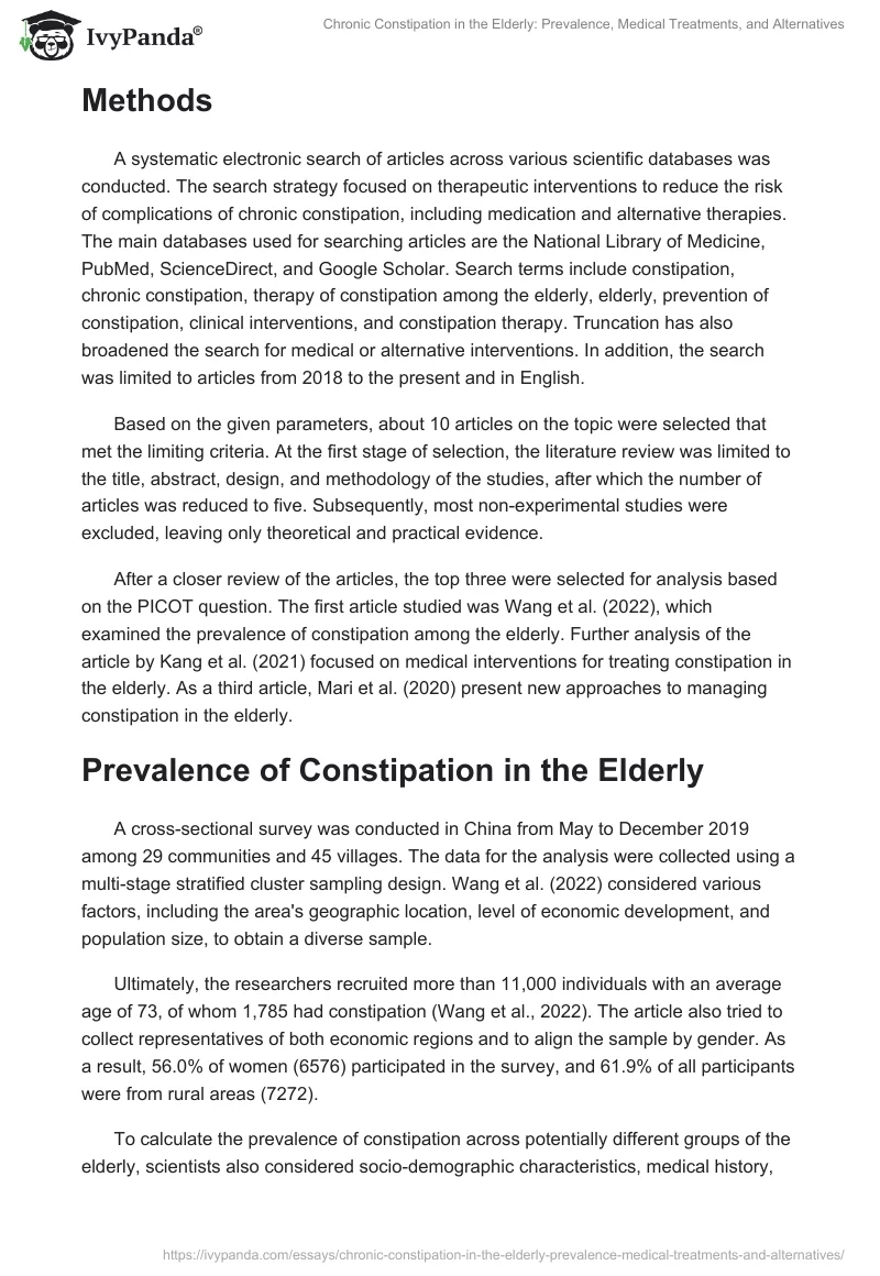Chronic Constipation in the Elderly: Prevalence, Medical Treatments, and Alternatives. Page 2