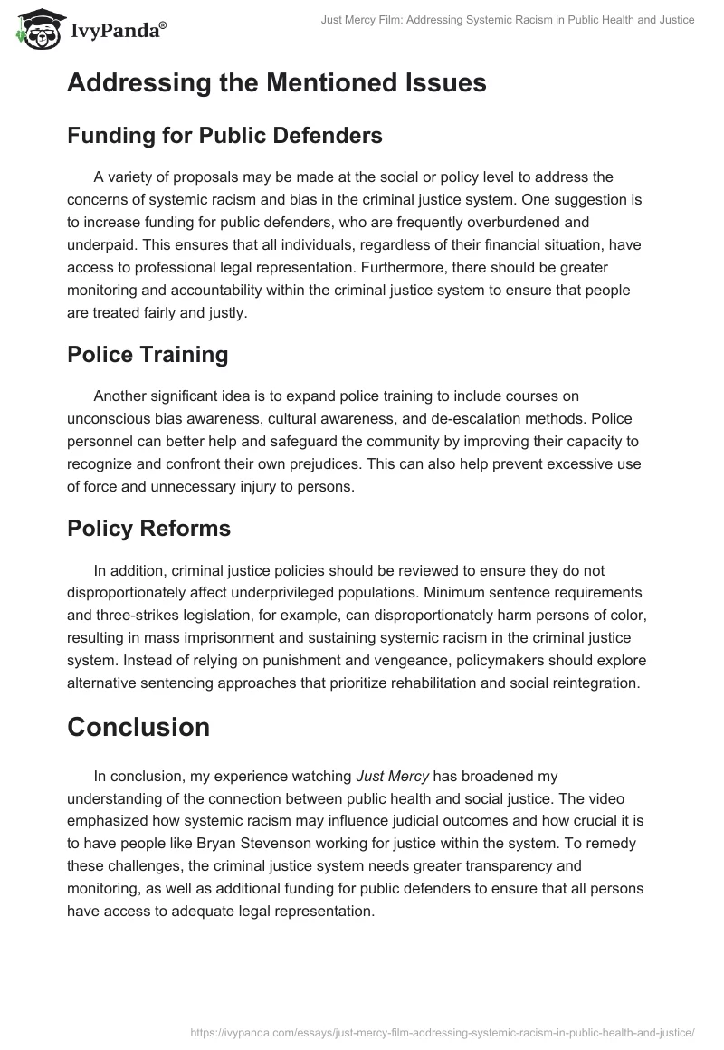 Just Mercy Film: Addressing Systemic Racism in Public Health and Justice. Page 2