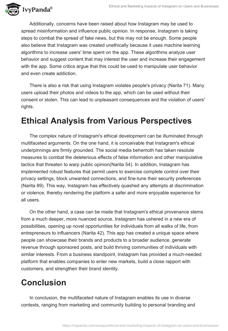 Ethical and Marketing Impacts of Instagram on Users and Businesses. Page 2